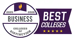College of Distinction Best Colleges for Business badge