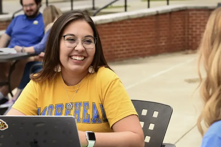Morehead State Student on Laptop Computer